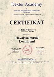 Certifikát Havajská masáž Lomi lomi