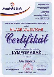 Certifikát Lymfomasáž