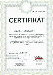 Certifikát aplikace nehtových špon Podopharm